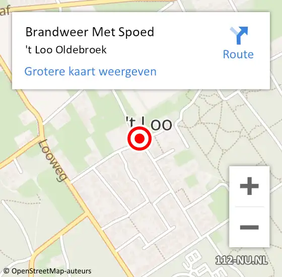 Locatie op kaart van de 112 melding: Brandweer Met Spoed Naar 't Loo Oldebroek op 2 september 2024 18:47