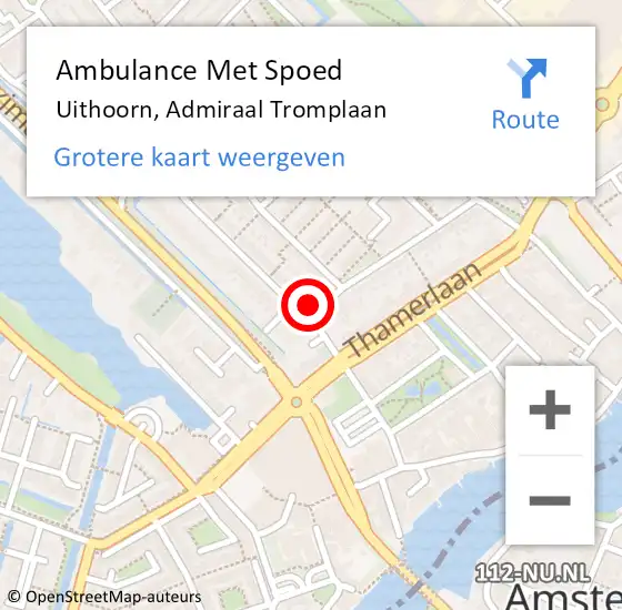 Locatie op kaart van de 112 melding: Ambulance Met Spoed Naar Uithoorn, Admiraal Tromplaan op 2 september 2024 18:51