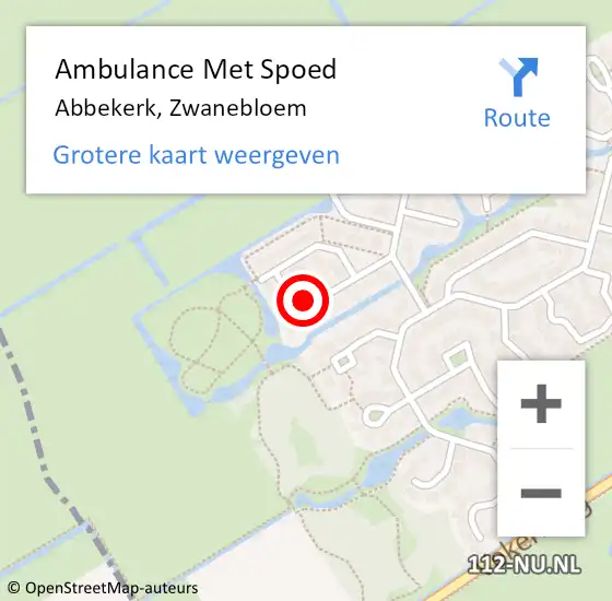 Locatie op kaart van de 112 melding: Ambulance Met Spoed Naar Abbekerk, Zwanebloem op 2 september 2024 18:52