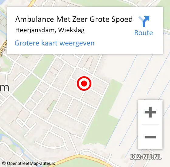 Locatie op kaart van de 112 melding: Ambulance Met Zeer Grote Spoed Naar Heerjansdam, Wiekslag op 2 september 2024 18:57