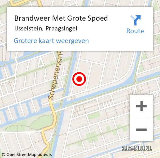 Locatie op kaart van de 112 melding: Brandweer Met Grote Spoed Naar IJsselstein, Praagsingel op 2 september 2024 19:03