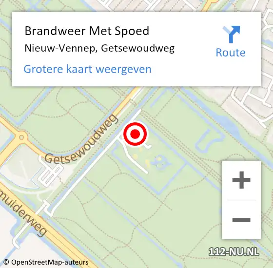 Locatie op kaart van de 112 melding: Brandweer Met Spoed Naar Nieuw-Vennep, Getsewoudweg op 2 september 2024 19:06