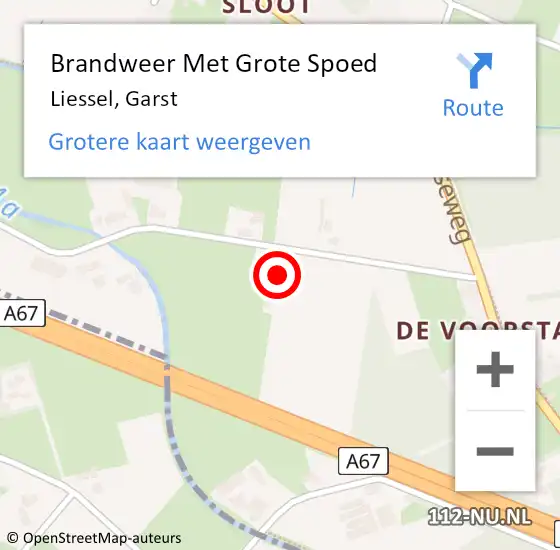 Locatie op kaart van de 112 melding: Brandweer Met Grote Spoed Naar Liessel, Garst op 2 september 2024 19:11