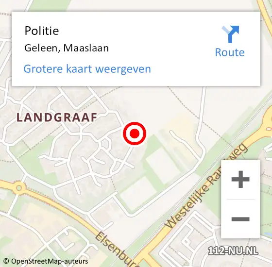 Locatie op kaart van de 112 melding: Politie Geleen, Maaslaan op 2 september 2024 19:13