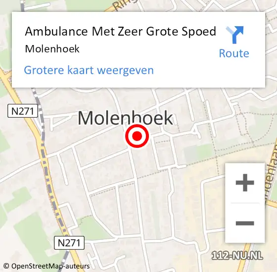 Locatie op kaart van de 112 melding: Ambulance Met Zeer Grote Spoed Naar Molenhoek op 2 september 2024 19:15