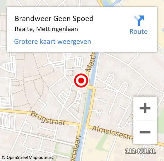 Locatie op kaart van de 112 melding: Brandweer Geen Spoed Naar Raalte, Mettingenlaan op 2 september 2024 19:18