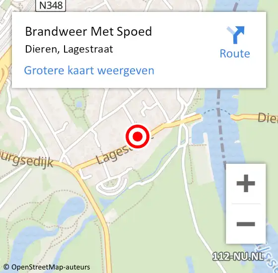 Locatie op kaart van de 112 melding: Brandweer Met Spoed Naar Dieren, Lagestraat op 2 september 2024 19:37