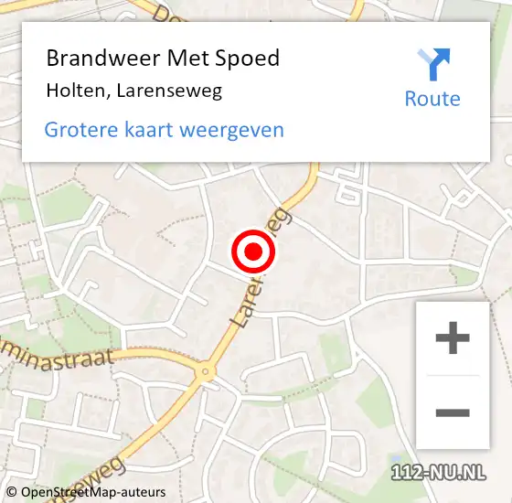 Locatie op kaart van de 112 melding: Brandweer Met Spoed Naar Holten, Larenseweg op 2 september 2024 19:38