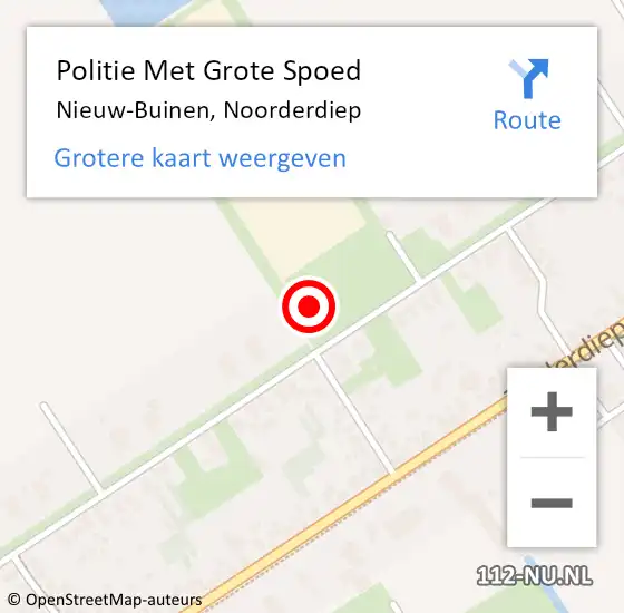 Locatie op kaart van de 112 melding: Politie Met Grote Spoed Naar Buinen, Noorderdiep op 2 september 2024 19:47