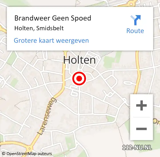 Locatie op kaart van de 112 melding: Brandweer Geen Spoed Naar Holten, Smidsbelt op 2 september 2024 19:59