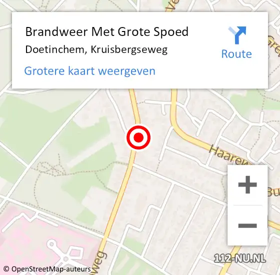 Locatie op kaart van de 112 melding: Brandweer Met Grote Spoed Naar Doetinchem, Kruisbergseweg op 2 september 2024 19:59