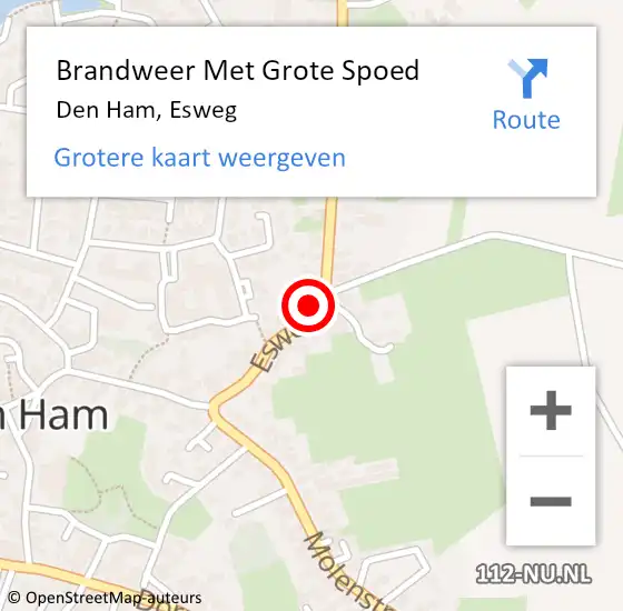 Locatie op kaart van de 112 melding: Brandweer Met Grote Spoed Naar Den Ham, Esweg op 2 september 2024 20:01