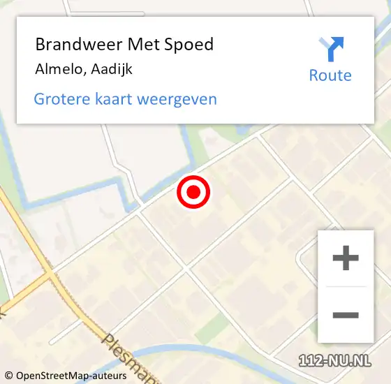 Locatie op kaart van de 112 melding: Brandweer Met Spoed Naar Almelo, Aadijk op 2 september 2024 20:03