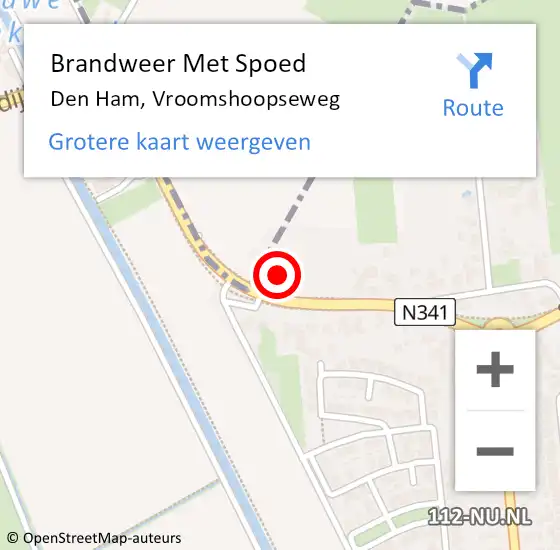 Locatie op kaart van de 112 melding: Brandweer Met Spoed Naar Den Ham, Vroomshoopseweg op 2 september 2024 20:04