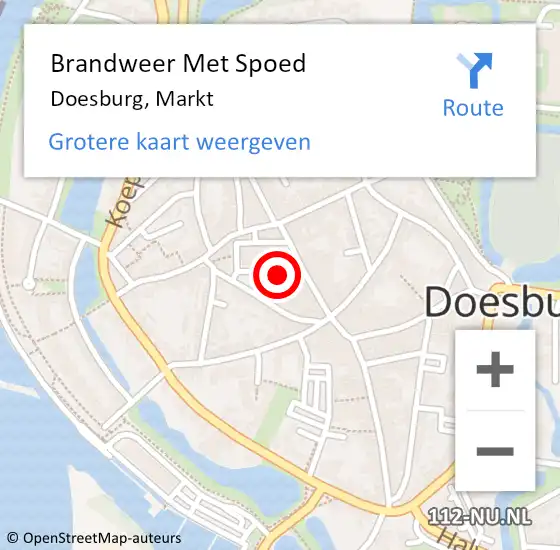 Locatie op kaart van de 112 melding: Brandweer Met Spoed Naar Doesburg, Markt op 2 september 2024 20:09