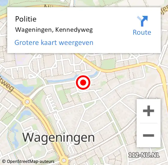 Locatie op kaart van de 112 melding: Politie Wageningen, Kennedyweg op 2 september 2024 20:11