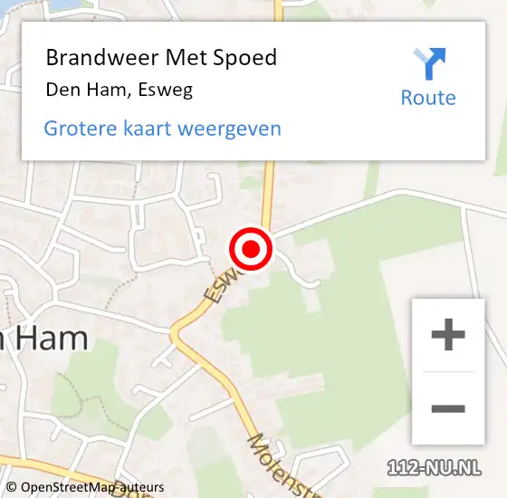 Locatie op kaart van de 112 melding: Brandweer Met Spoed Naar Den Ham, Esweg op 2 september 2024 20:14