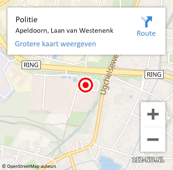 Locatie op kaart van de 112 melding: Politie Apeldoorn, Laan van Westenenk op 2 september 2024 20:18