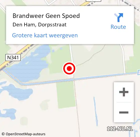 Locatie op kaart van de 112 melding: Brandweer Geen Spoed Naar Den Ham, Dorpsstraat op 2 september 2024 20:19