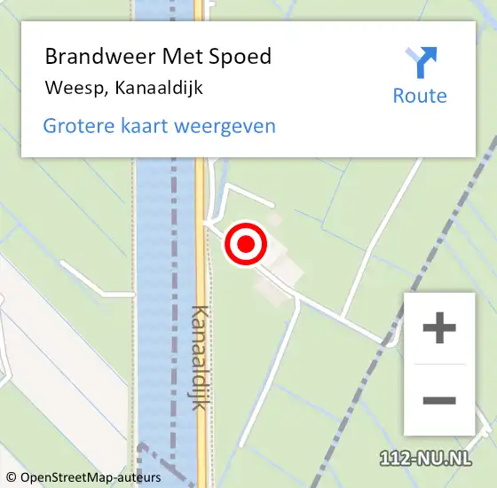 Locatie op kaart van de 112 melding: Brandweer Met Spoed Naar Weesp, Kanaaldijk op 2 september 2024 20:23