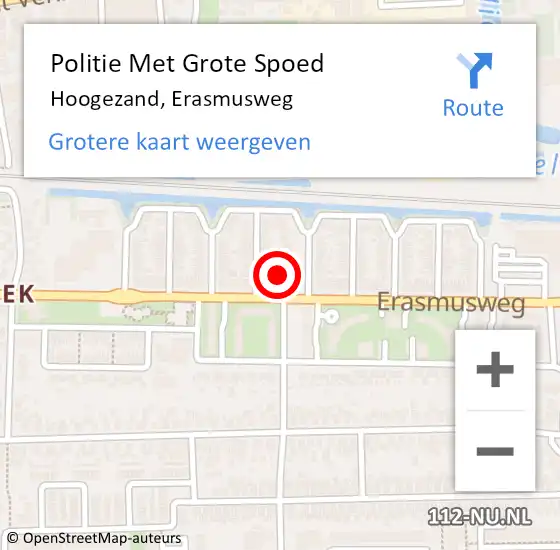 Locatie op kaart van de 112 melding: Politie Met Grote Spoed Naar Hoogezand, Erasmusweg op 2 september 2024 20:25