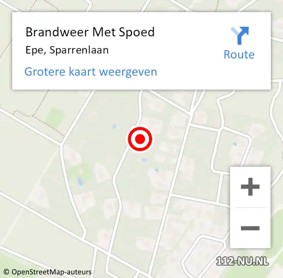 Locatie op kaart van de 112 melding: Brandweer Met Spoed Naar Epe, Sparrenlaan op 2 september 2024 20:27