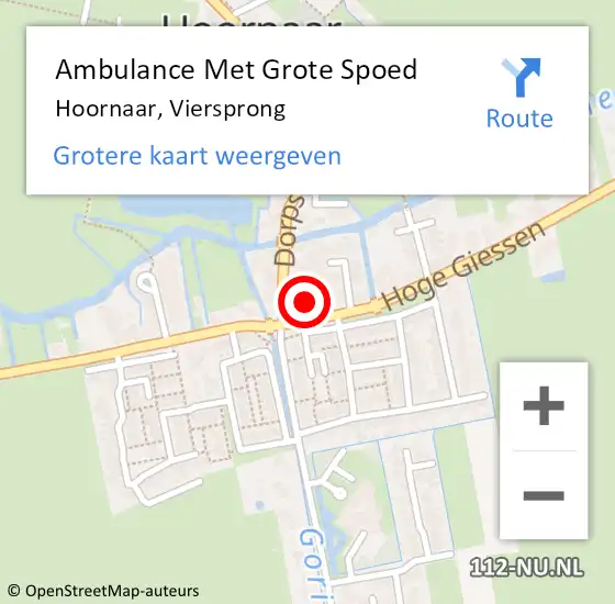 Locatie op kaart van de 112 melding: Ambulance Met Grote Spoed Naar Hoornaar, Viersprong op 2 september 2024 20:28