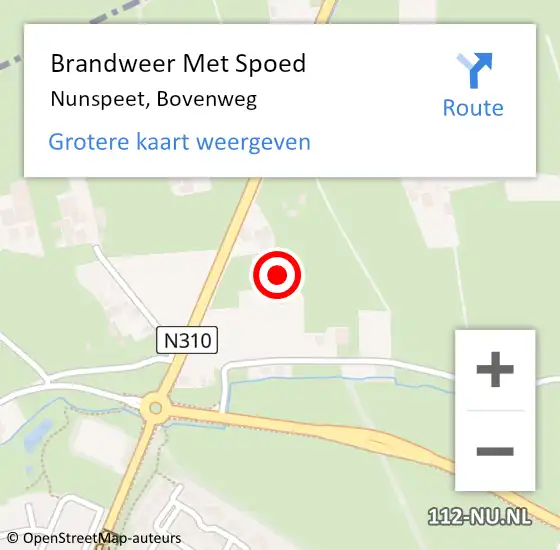 Locatie op kaart van de 112 melding: Brandweer Met Spoed Naar Nunspeet, Bovenweg op 2 september 2024 20:40