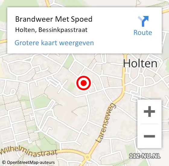 Locatie op kaart van de 112 melding: Brandweer Met Spoed Naar Holten, Bessinkpasstraat op 2 september 2024 20:59