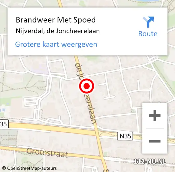 Locatie op kaart van de 112 melding: Brandweer Met Spoed Naar Nijverdal, de Joncheerelaan op 2 september 2024 20:59