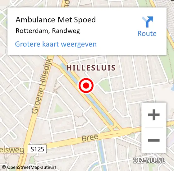 Locatie op kaart van de 112 melding: Ambulance Met Spoed Naar Rotterdam, Randweg op 2 september 2024 21:00