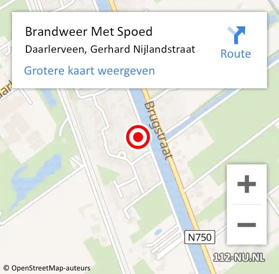 Locatie op kaart van de 112 melding: Brandweer Met Spoed Naar Daarlerveen, Gerhard Nijlandstraat op 2 september 2024 21:02