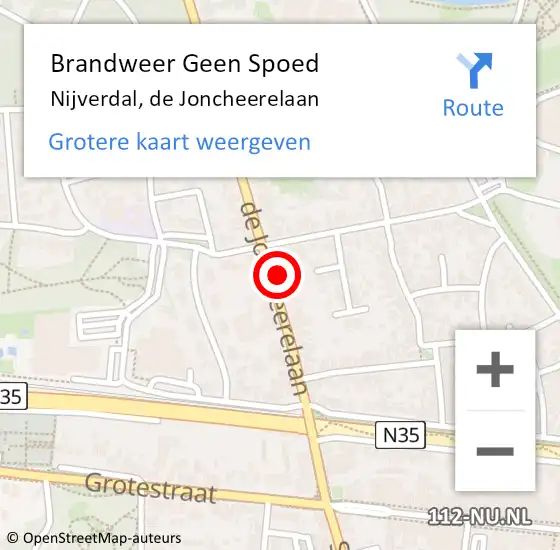 Locatie op kaart van de 112 melding: Brandweer Geen Spoed Naar Nijverdal, de Joncheerelaan op 2 september 2024 21:04