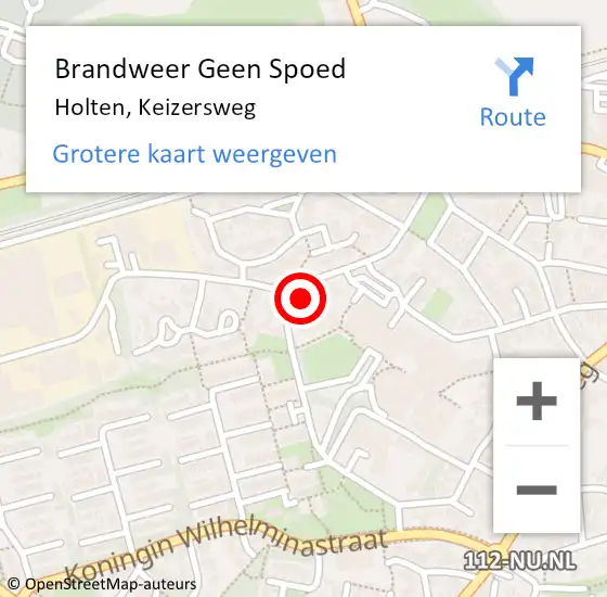 Locatie op kaart van de 112 melding: Brandweer Geen Spoed Naar Holten, Keizersweg op 2 september 2024 21:05