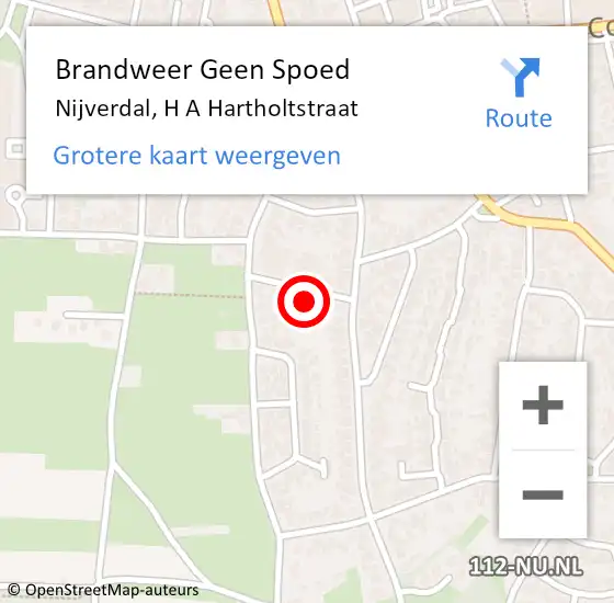 Locatie op kaart van de 112 melding: Brandweer Geen Spoed Naar Nijverdal, H A Hartholtstraat op 2 september 2024 21:06