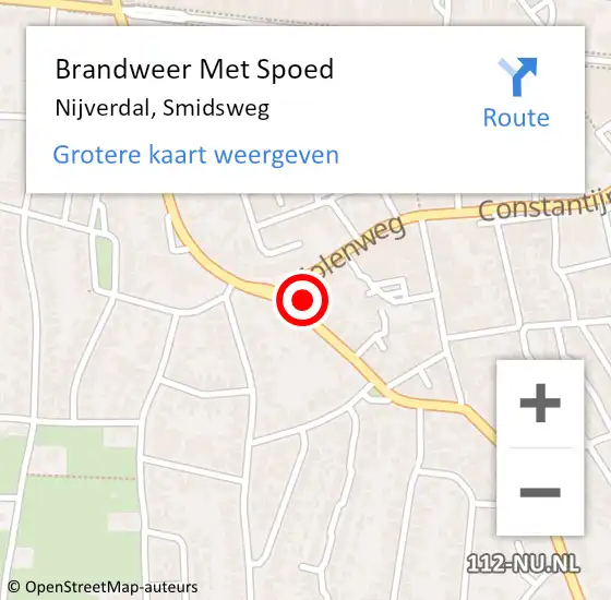 Locatie op kaart van de 112 melding: Brandweer Met Spoed Naar Nijverdal, Smidsweg op 2 september 2024 21:06