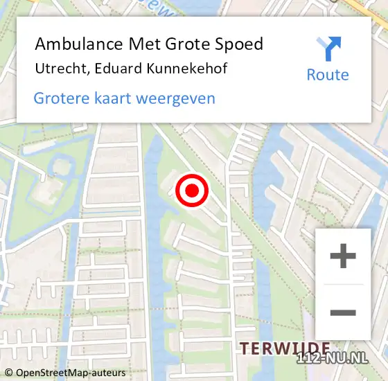 Locatie op kaart van de 112 melding: Ambulance Met Grote Spoed Naar Utrecht, Eduard Kunnekehof op 18 oktober 2014 17:58