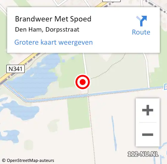 Locatie op kaart van de 112 melding: Brandweer Met Spoed Naar Den Ham, Dorpsstraat op 2 september 2024 21:08