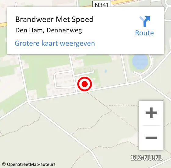 Locatie op kaart van de 112 melding: Brandweer Met Spoed Naar Den Ham, Dennenweg op 2 september 2024 21:11