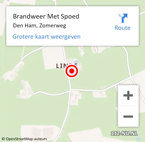 Locatie op kaart van de 112 melding: Brandweer Met Spoed Naar Den Ham, Zomerweg op 2 september 2024 21:11