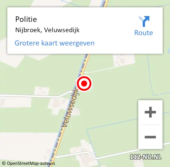 Locatie op kaart van de 112 melding: Politie Nijbroek, Veluwsedijk op 2 september 2024 21:11