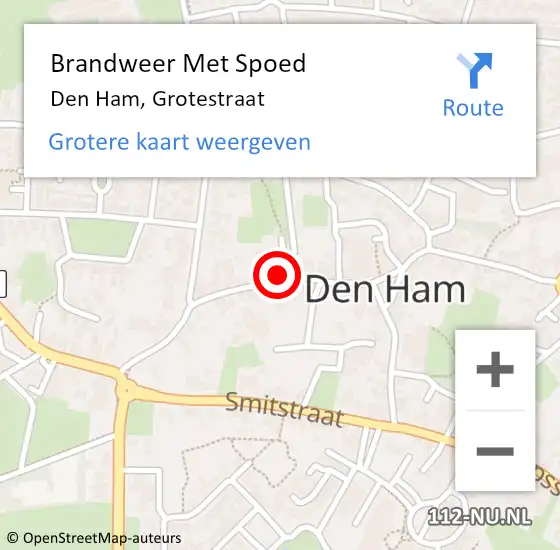 Locatie op kaart van de 112 melding: Brandweer Met Spoed Naar Den Ham, Grotestraat op 2 september 2024 21:12