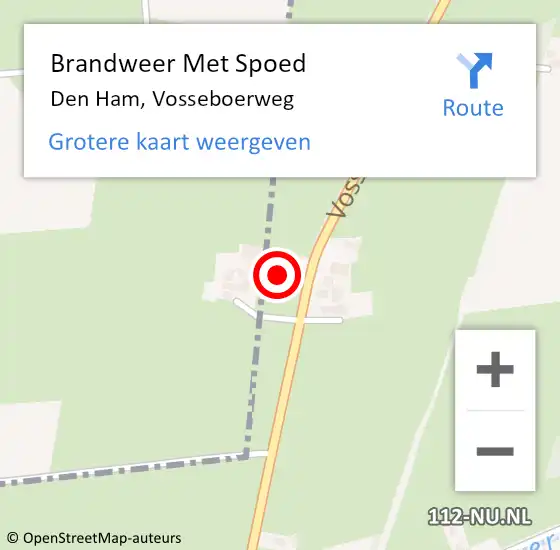 Locatie op kaart van de 112 melding: Brandweer Met Spoed Naar Den Ham, Vosseboerweg op 2 september 2024 21:14