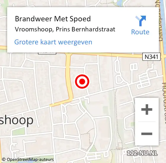 Locatie op kaart van de 112 melding: Brandweer Met Spoed Naar Vroomshoop, Prins Bernhardstraat op 2 september 2024 21:15