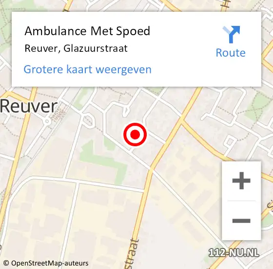 Locatie op kaart van de 112 melding: Ambulance Met Spoed Naar Reuver, Glazuurstraat op 18 oktober 2014 18:00