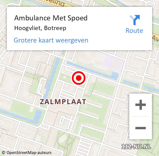 Locatie op kaart van de 112 melding: Ambulance Met Spoed Naar Hoogvliet, Botreep op 2 september 2024 21:31