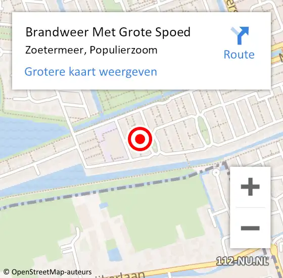 Locatie op kaart van de 112 melding: Brandweer Met Grote Spoed Naar Zoetermeer, Populierzoom op 2 september 2024 21:42