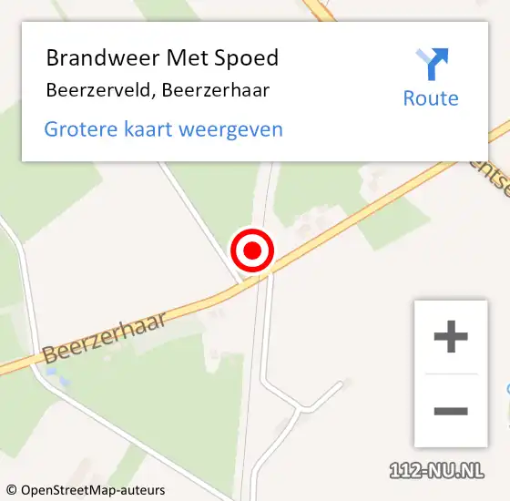 Locatie op kaart van de 112 melding: Brandweer Met Spoed Naar Beerzerveld, Beerzerhaar op 2 september 2024 21:42