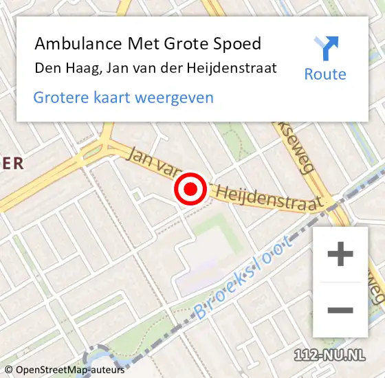 Locatie op kaart van de 112 melding: Ambulance Met Grote Spoed Naar Den Haag, Jan van der Heijdenstraat op 2 september 2024 21:43