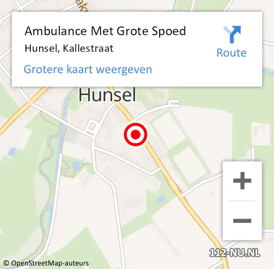 Locatie op kaart van de 112 melding: Ambulance Met Grote Spoed Naar Hunsel, Kallestraat op 2 september 2024 21:45